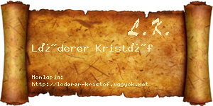 Lóderer Kristóf névjegykártya