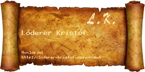 Lóderer Kristóf névjegykártya